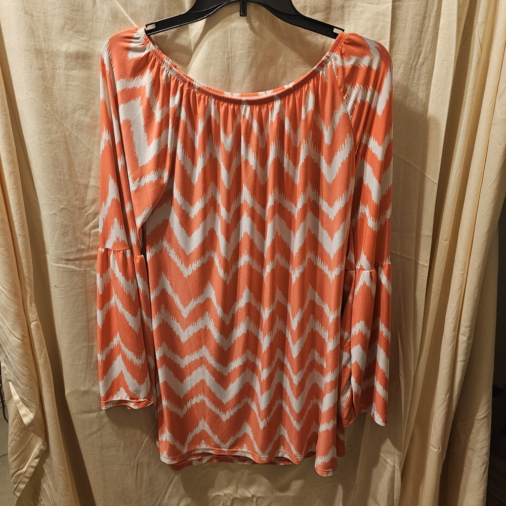 West Loop Orange and White Zigzag Blouse